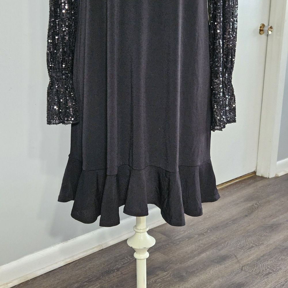 CeCe Women's Sequin Long-sleeve With Smocked Cuffs Dress Size Medium Nwt - Picture 6 of 10